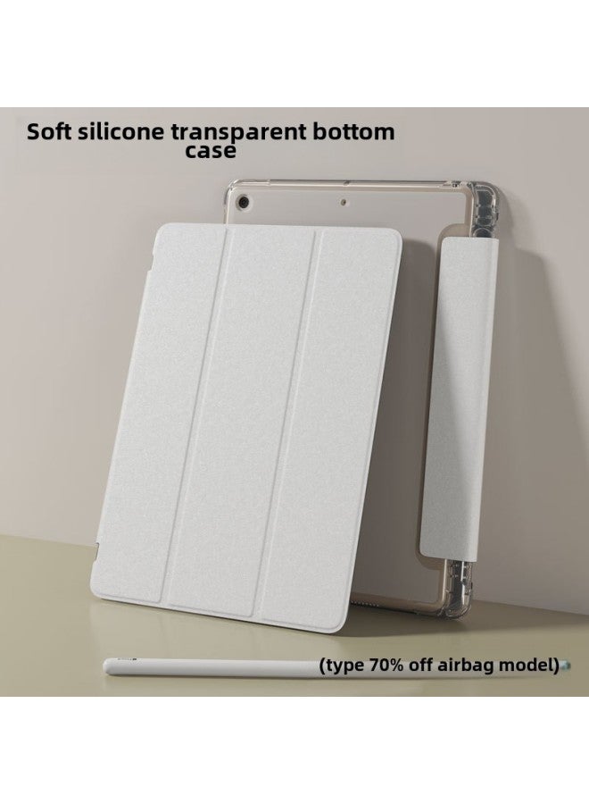 Source IPad Protective Case Printing Material Flat Protective Case Bottom Case Printing Material White Leather-Color:Double-sided Three-fold Pen Slot 】-Applicable Model:Air6-11 Inches - Image 4